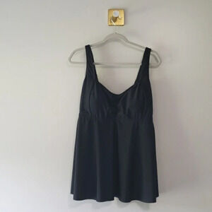 Aqua Eve Tankini Top Babydoll Womens 18W Black Minimalist Classic Modest Neutral